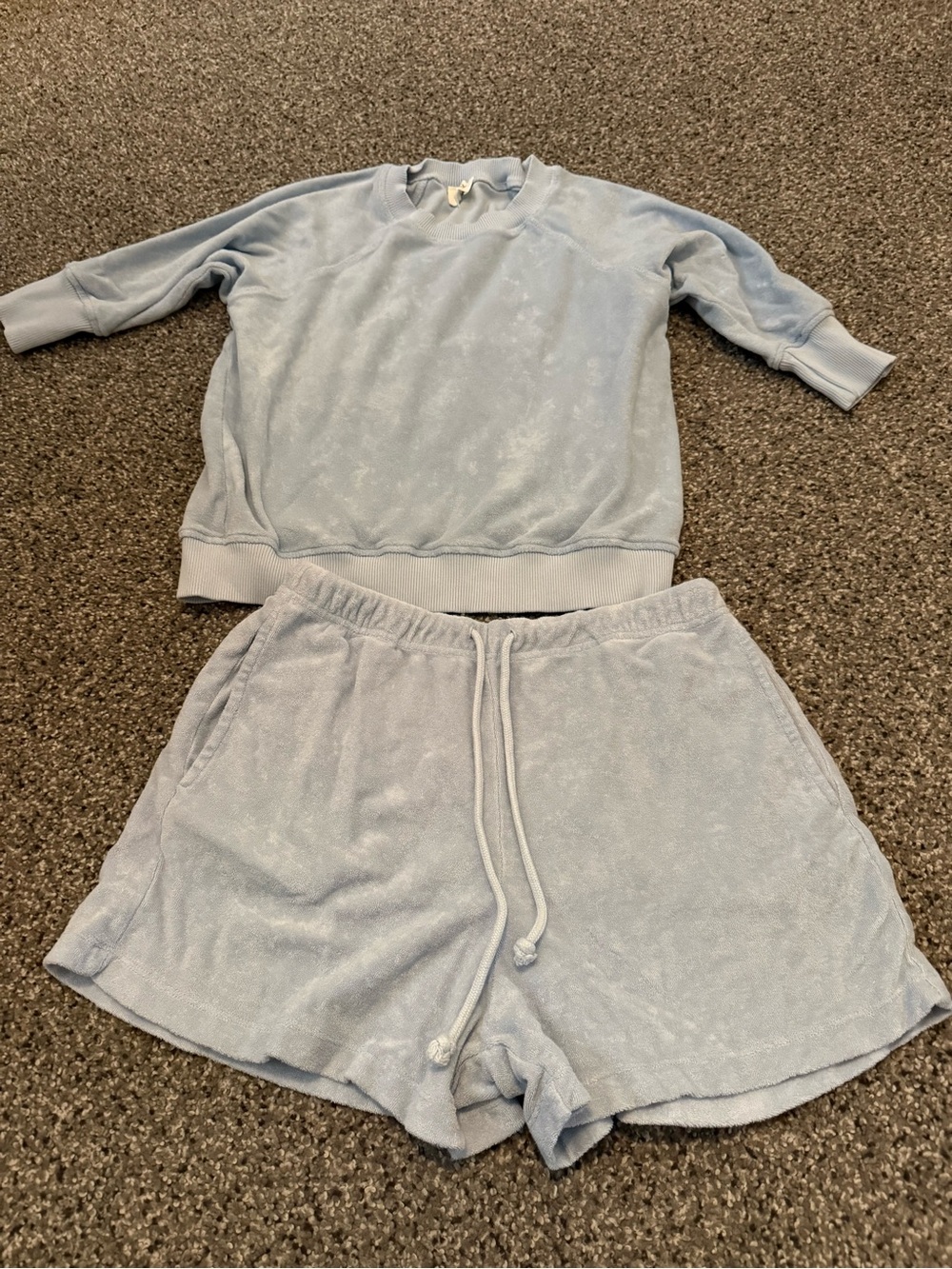 bobi Light Blue Terry Athletic Shorts